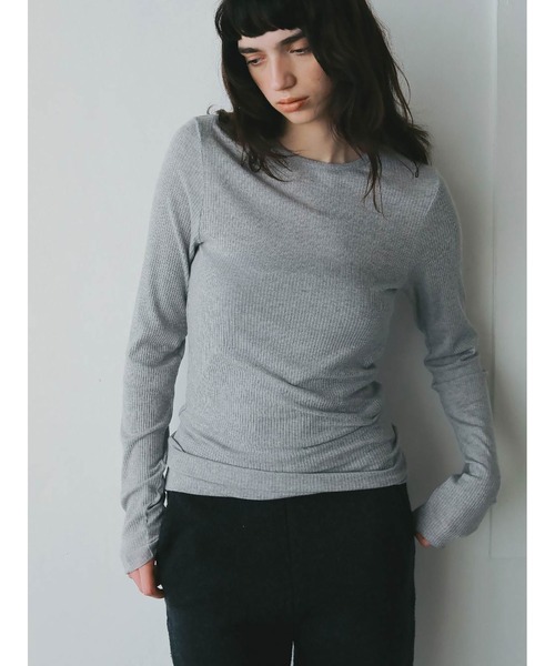 HER.（ハー）の「カシミヤシルクブレンドシアーテレコPO（Tシャツ/カットソー・レディース・オフホワイト/ライトグレー・フリー）」の11枚目の写真