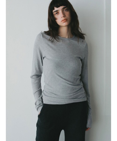 HER.（ハー）の「カシミヤシルクブレンドシアーテレコPO（Tシャツ/カットソー・レディース・オフホワイト/ライトグレー・フリー）」の10枚目の写真