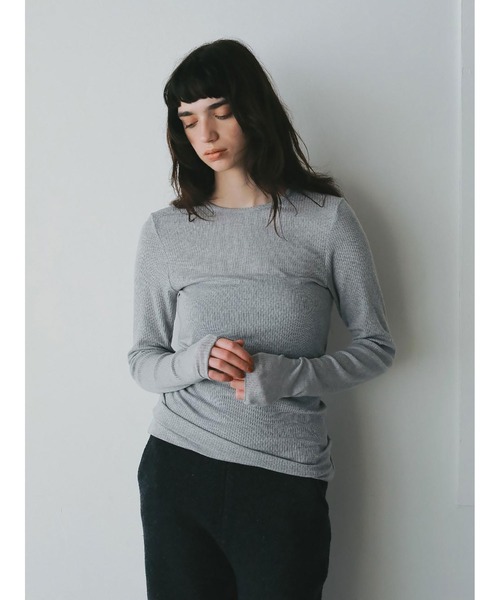 HER.（ハー）の「カシミヤシルクブレンドシアーテレコPO（Tシャツ/カットソー・レディース・オフホワイト/ライトグレー・フリー）」の8枚目の写真