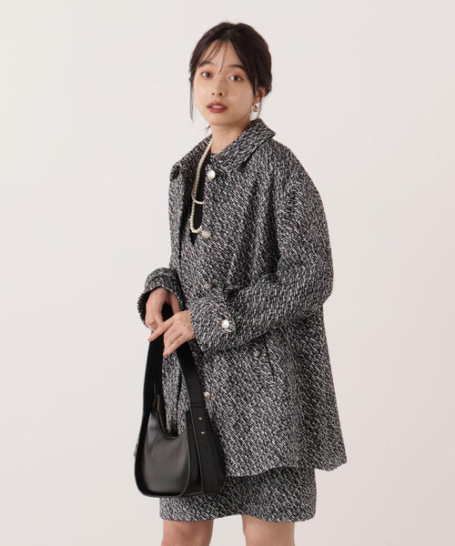 PROPORTION BODY DRESSING（プロポーションボディドレッシング）の「金ボタン付きツイードミドルジャケット / 1215255116（テーラードジャケット・レディース・ブラック/ブラウン・MEDIUM/SMALL）」の7枚目の写真