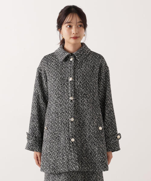 PROPORTION BODY DRESSING（プロポーションボディドレッシング）の「金ボタン付きツイードミドルジャケット / 1215255116（テーラードジャケット・レディース・ブラック/ブラウン・MEDIUM/SMALL）」の12枚目の写真