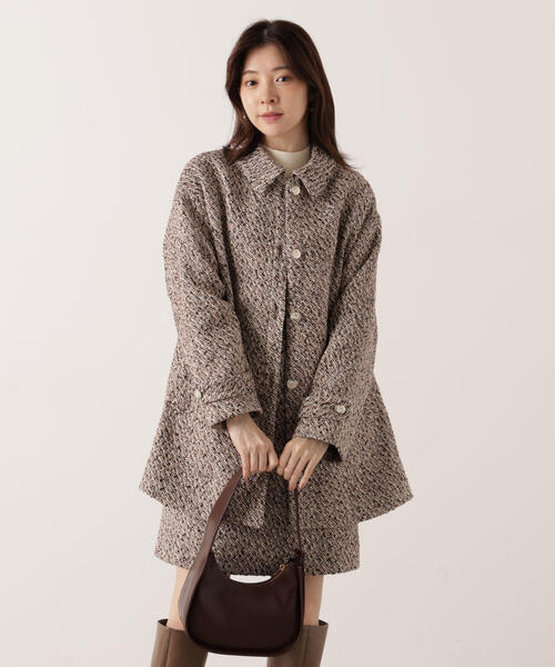 セール】【青島心さん着用】金ボタン付きツイードミドルジャケット