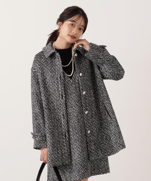 PROPORTION BODY DRESSING（プロポーションボディドレッシング）の「金ボタン付きツイードミドルジャケット / 1215255116（テーラードジャケット・レディース・ブラック/ブラウン・MEDIUM/SMALL）」の3枚目の写真