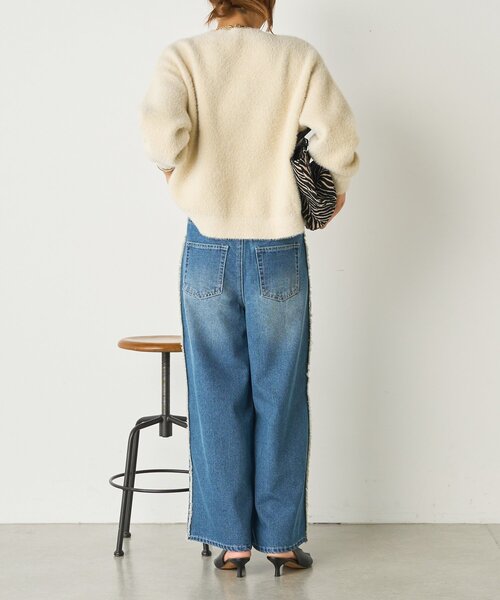 Jena espace merveilleux(ジェナ エスパスメルヴェイユ)の「サイドフリンジデニムパンツ(デニムパンツ・レディース・ブラック/ブルー・FREE)」の13枚目の写真