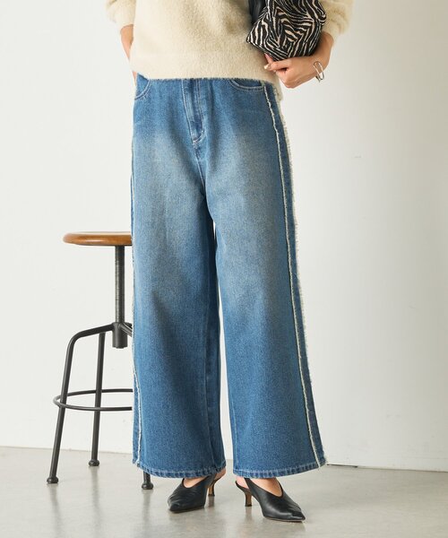 Jena espace merveilleux(ジェナ エスパスメルヴェイユ)の「サイドフリンジデニムパンツ(デニムパンツ・レディース・ブラック/ブルー・FREE)」の16枚目の写真