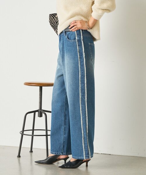 Jena espace merveilleux(ジェナ エスパスメルヴェイユ)の「サイドフリンジデニムパンツ(デニムパンツ・レディース・ブラック/ブルー・FREE)」の17枚目の写真