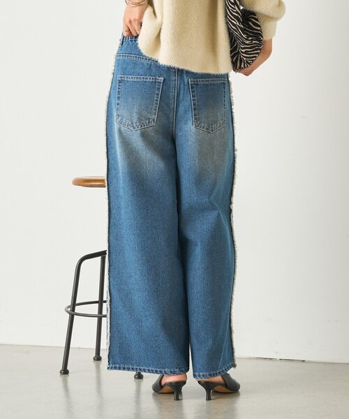 Jena espace merveilleux(ジェナ エスパスメルヴェイユ)の「サイドフリンジデニムパンツ(デニムパンツ・レディース・ブラック/ブルー・FREE)」の18枚目の写真