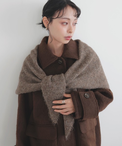 お値下げ中　MHL. トライアングルストール　毛100% 未使用 トライアングルマルチニットストール（ストール/ショール）｜LIAN