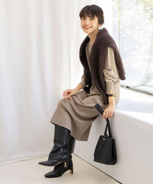 ◇【WEB限定】ウォッシャブルラメ総針Vネックコクーンワンピース