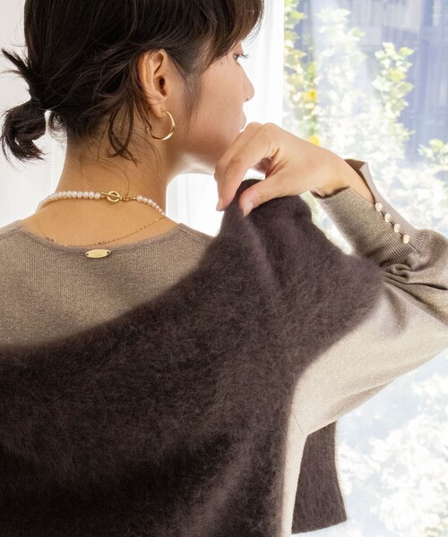 NOLLEY’S Sophi（ノーリーズソフィ）の「◇【WEB限定】ウォッシャブルラメ総針Vネックコクーンワンピース（ワンピース・レディース・キャメル/ライトグレー/ベージュ・36/38）」の6枚目の写真