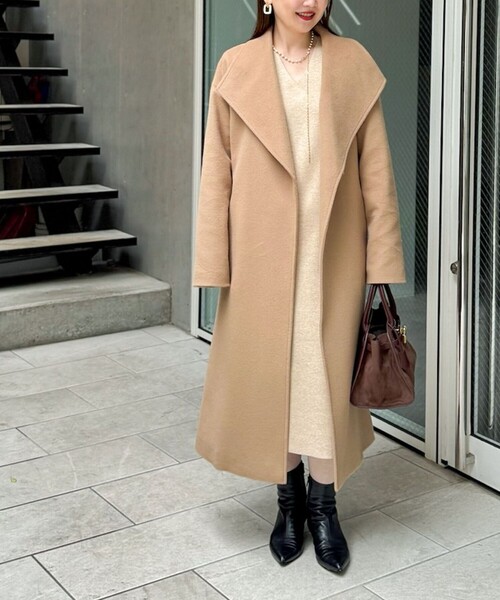 NOLLEY’S Sophi（ノーリーズソフィ）の「◇【WEB限定】ウォッシャブルラメ総針Vネックコクーンワンピース（ワンピース・レディース・キャメル/ライトグレー/ベージュ・36/38）」の12枚目の写真