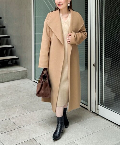 NOLLEY’S Sophi（ノーリーズソフィ）の「◇【WEB限定】ウォッシャブルラメ総針Vネックコクーンワンピース（ワンピース・レディース・キャメル/ライトグレー/ベージュ・36/38）」の13枚目の写真