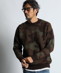The DUFFER of ST.GEORGE | DOUBLE JACQUARD WOODLAND CAMO CREW KNIT：迷彩柄 カモフラージュ ジャガードニット(ニット/セーター)