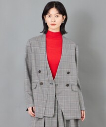 CAST:（キャストコロン）の「【CAST COLON】フェイクレイヤードチェックジャケット（テーラードジャケット）」