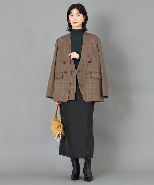 CAST:（キャストコロン）の「【CAST COLON】フェイクレイヤードチェックジャケット（テーラードジャケット・レディース・グレー/ベージュ・S/M）」の8枚目の写真