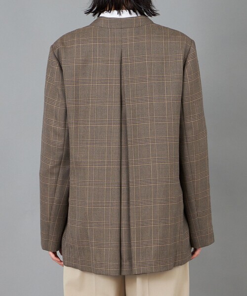 CAST:（キャストコロン）の「【CAST COLON】フェイクレイヤードチェックジャケット（テーラードジャケット・レディース・グレー/ベージュ・S/M）」の12枚目の写真