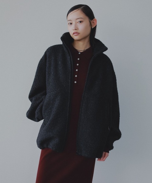 A part by(アパートバイ)の「【セットアップ対応】ブラッシュドメルトンブルゾン(ブルゾン・レディース・チャコールグレー/アイボリー/ブルー系その他4・FREE)」の1枚目の写真