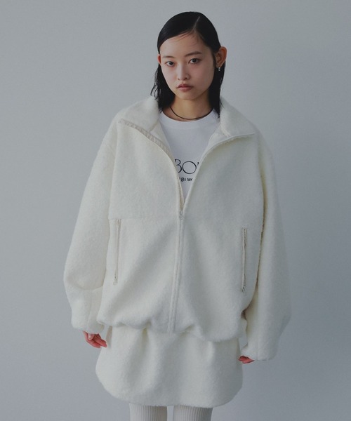 A part by(アパートバイ)の「【セットアップ対応】ブラッシュドメルトンブルゾン(ブルゾン・レディース・チャコールグレー/アイボリー/ブルー系その他4・FREE)」の2枚目の写真