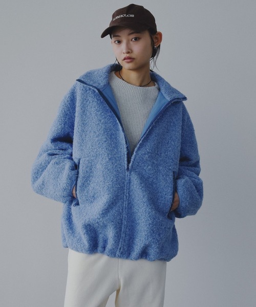 A part by(アパートバイ)の「【セットアップ対応】ブラッシュドメルトンブルゾン(ブルゾン・レディース・チャコールグレー/アイボリー/ブルー系その他4・FREE)」の3枚目の写真