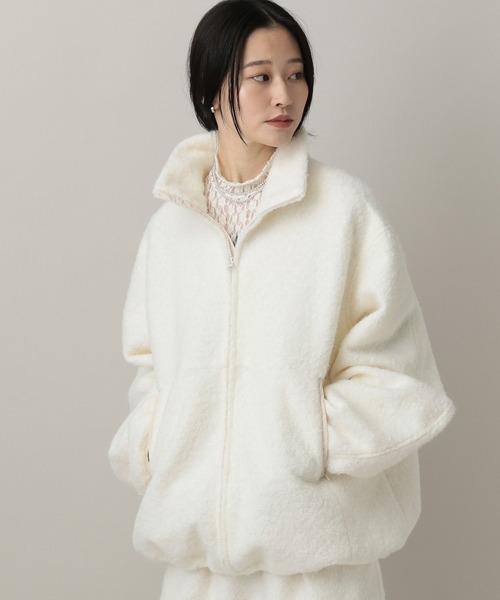 A part by(アパートバイ)の「【セットアップ対応】ブラッシュドメルトンブルゾン(ブルゾン・レディース・チャコールグレー/アイボリー/ブルー系その他4・FREE)」の4枚目の写真