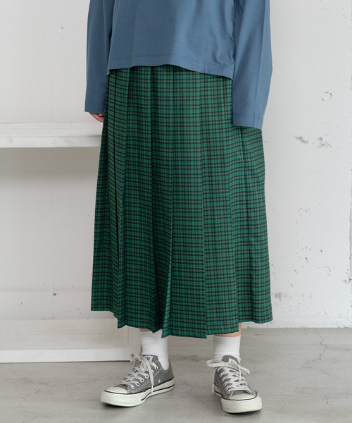 POU DOU DOU(プードゥドゥ)の「2wayチェックプリーツスカート(スカート・レディース・グリーン・M)」の1枚目の写真