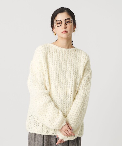 BEAUTY&YOUTH UNITED ARROWS(ビューティーアンドユースユナイテッドアローズ)の「ウールモヘヤナイロン ルーズニットプルオーバー(ニット/セーター・レディース・ダークグレー/オフホワイト/シャーベット・FREE)」の2枚目の写真