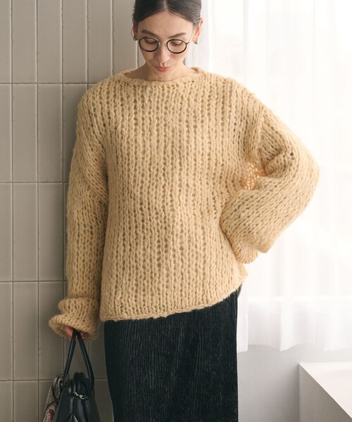 BEAUTY&YOUTH UNITED ARROWS(ビューティーアンドユースユナイテッドアローズ)の「ウールモヘヤナイロン ルーズニットプルオーバー(ニット/セーター・レディース・ダークグレー/オフホワイト/シャーベット・FREE)」の15枚目の写真