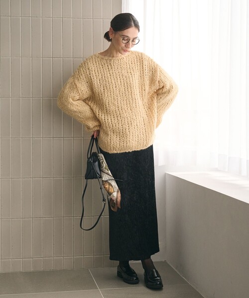 ウールモヘヤナイロン ルーズニットプルオーバー（ニット/セーター