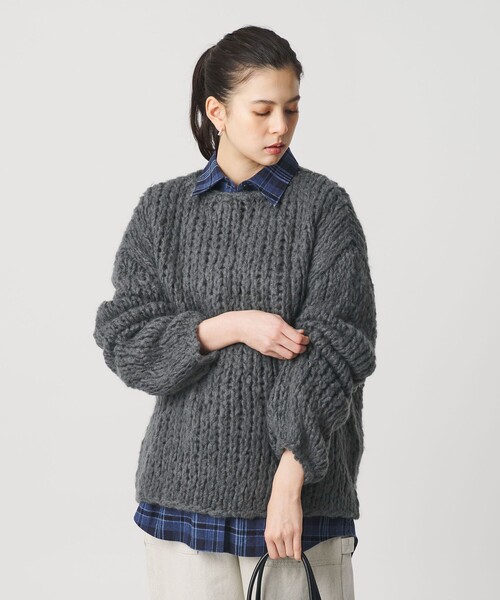 BEAUTY&YOUTH UNITED ARROWS(ビューティーアンドユースユナイテッドアローズ)の「ウールモヘヤナイロン ルーズニットプルオーバー(ニット/セーター・レディース・ダークグレー/オフホワイト/シャーベット・FREE)」の19枚目の写真