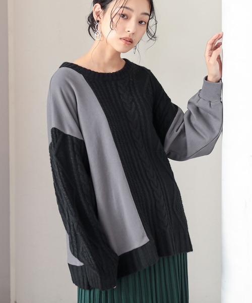 n'OrLABEL(ノアールレーベル)の「配色異素材切替ニット(ニット/セーター・レディース・イエロー/ブラック・FREE)」の13枚目の写真
