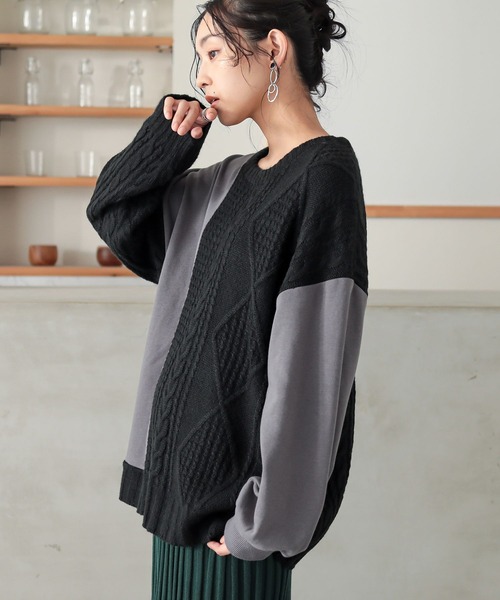 n'OrLABEL(ノアールレーベル)の「配色異素材切替ニット(ニット/セーター・レディース・イエロー/ブラック・FREE)」の14枚目の写真