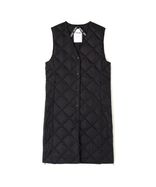 TAION(タイオン)の「TAION/タイオン/“SINGLE SNAP BUTTON" V NECK LONG DOWN GILET(ダウンベスト・レディース・オフホワイト/ブラック・S/M/L)」の13枚目の写真