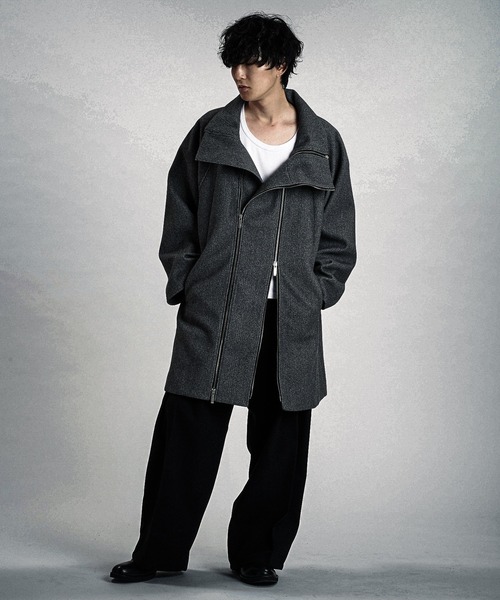 NO ID.（ノーアイディ）の「【NO ID.】Volume-Neck Riders Overcoat / ボリューム ネック ライダース オーバーコート（その他アウター・メンズ・グレー/ブラック・ONE SIZE）」の19枚目の写真