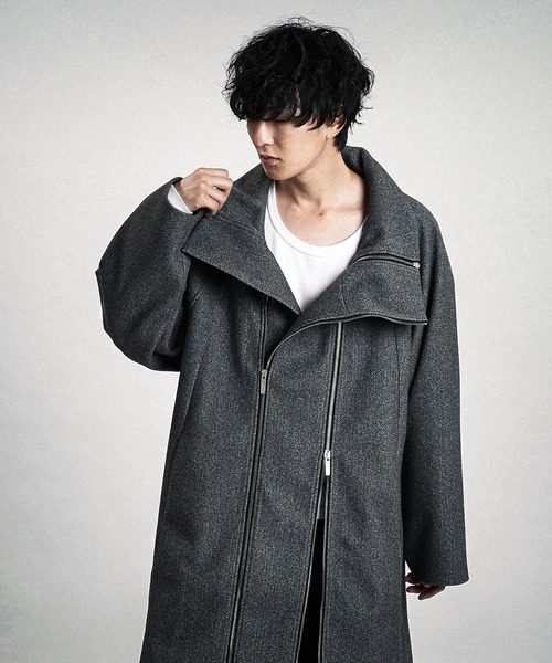 NO ID.（ノーアイディ）の「【NO ID.】Volume-Neck Riders Overcoat / ボリューム ネック ライダース オーバーコート（その他アウター・メンズ・グレー/ブラック・ONE SIZE）」の20枚目の写真