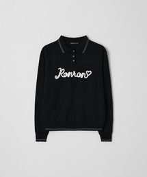 HAND MADE LOGO COLLAR KNIT PULLOVER BLACK
