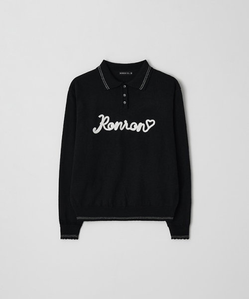 RONRON(ロンロン)の「HAND MADE LOGO COLLAR KNIT PULLOVER BLACK(ニット/セーター・レディース・その他・FREE)」の1枚目の写真