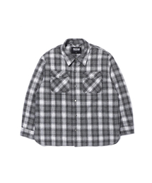 FREEDOM（フリーダム）の「バックロゴチェックシャツジャケット（ブラック）（ダウンジャケット/コート）」