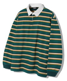 TRILLION（トリリオン）の「ストライプラグビーオーバーフィットピケポロシャツ[グリーン]（ポロシャツ）」