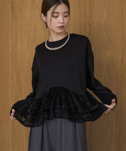 kivi（キヴィ）の「裾ベロアロンTee（Tシャツ/カットソー・レディース・ブラウン/ブラック/オフホワイト・FREE）」の3枚目の写真