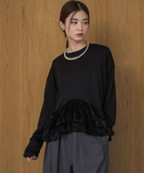 kivi（キヴィ）の「裾ベロアロンTee（Tシャツ/カットソー・レディース・ブラウン/ブラック/オフホワイト・FREE）」の14枚目の写真