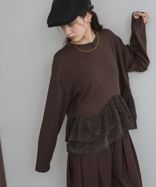 kivi（キヴィ）の「裾ベロアロンTee（Tシャツ/カットソー・レディース・ブラウン/ブラック/オフホワイト・FREE）」の18枚目の写真