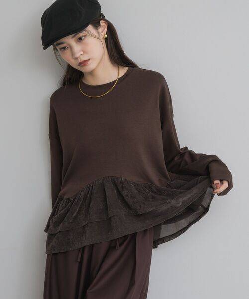 kivi（キヴィ）の「裾ベロアロンTee（Tシャツ/カットソー・レディース・ブラウン/ブラック/オフホワイト・FREE）」の19枚目の写真