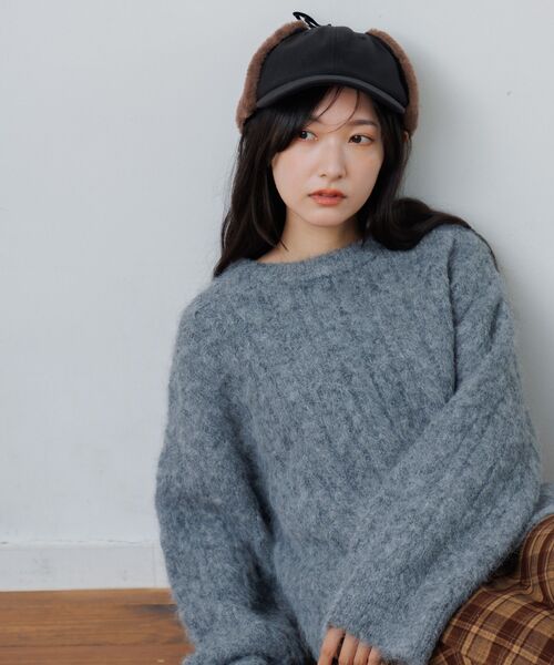 RETRO GIRL(レトロガール)の「ケーブルNTPO(ニット/セーター・レディース・チャコールグレー/レッド/ナチュラル・FREE)」の5枚目の写真