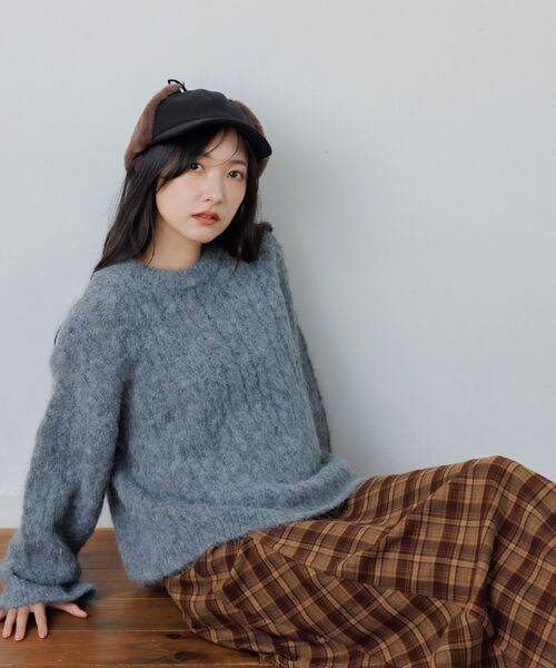 RETRO GIRL(レトロガール)の「ケーブルNTPO(ニット/セーター・レディース・チャコールグレー/レッド/ナチュラル・FREE)」の6枚目の写真