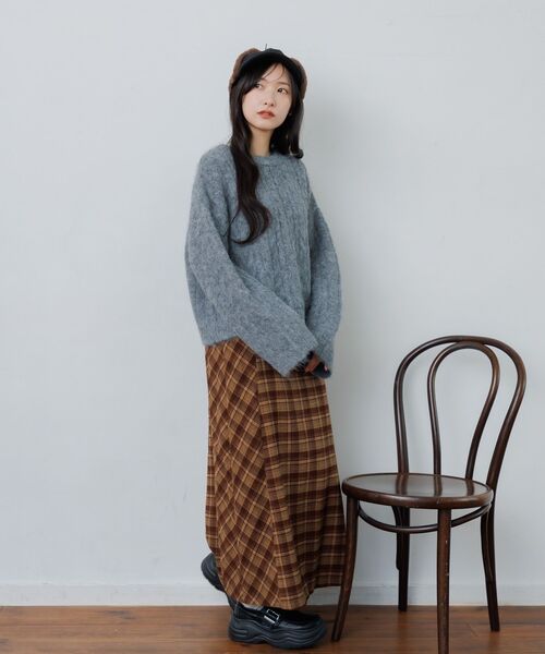 RETRO GIRL(レトロガール)の「ケーブルNTPO(ニット/セーター・レディース・チャコールグレー/レッド/ナチュラル・FREE)」の8枚目の写真