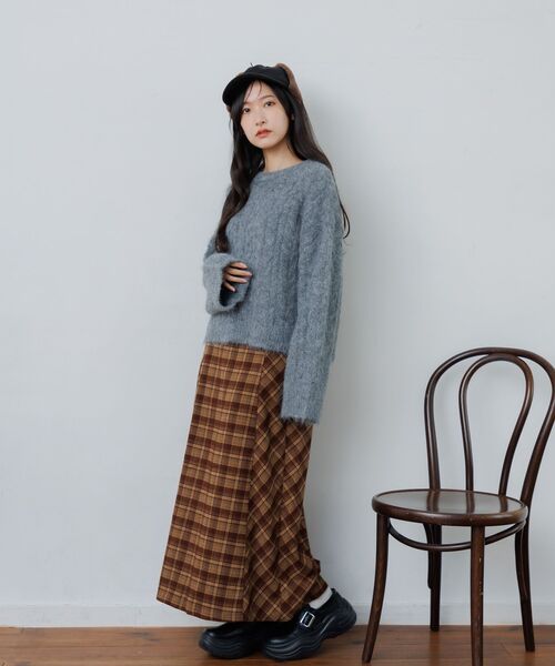 RETRO GIRL(レトロガール)の「ケーブルNTPO(ニット/セーター・レディース・チャコールグレー/レッド/ナチュラル・FREE)」の10枚目の写真