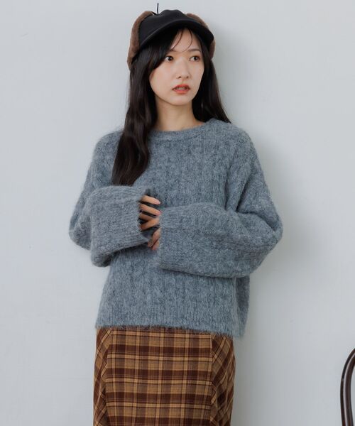 RETRO GIRL(レトロガール)の「ケーブルNTPO(ニット/セーター・レディース・チャコールグレー/レッド/ナチュラル・FREE)」の11枚目の写真