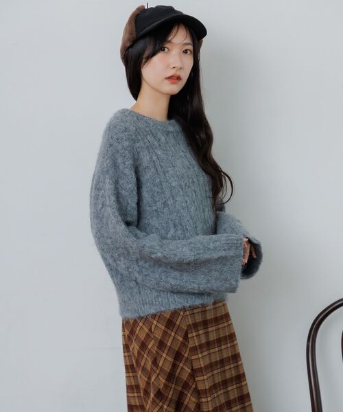 RETRO GIRL(レトロガール)の「ケーブルNTPO(ニット/セーター・レディース・チャコールグレー/レッド/ナチュラル・FREE)」の12枚目の写真