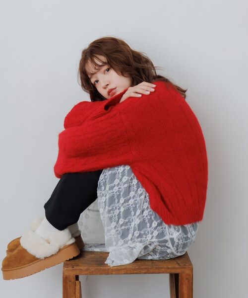 RETRO GIRL(レトロガール)の「ケーブルNTPO(ニット/セーター・レディース・チャコールグレー/レッド/ナチュラル・FREE)」の19枚目の写真