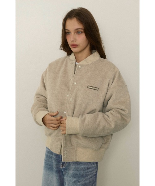 ALEXIA STAM(アリシアスタン)の「Logo Wool Blouson /ロゴ刺しゅうウールブルゾン(ブルゾン・レディース・ベージュ/チャコールグレー・FREE)」の2枚目の写真